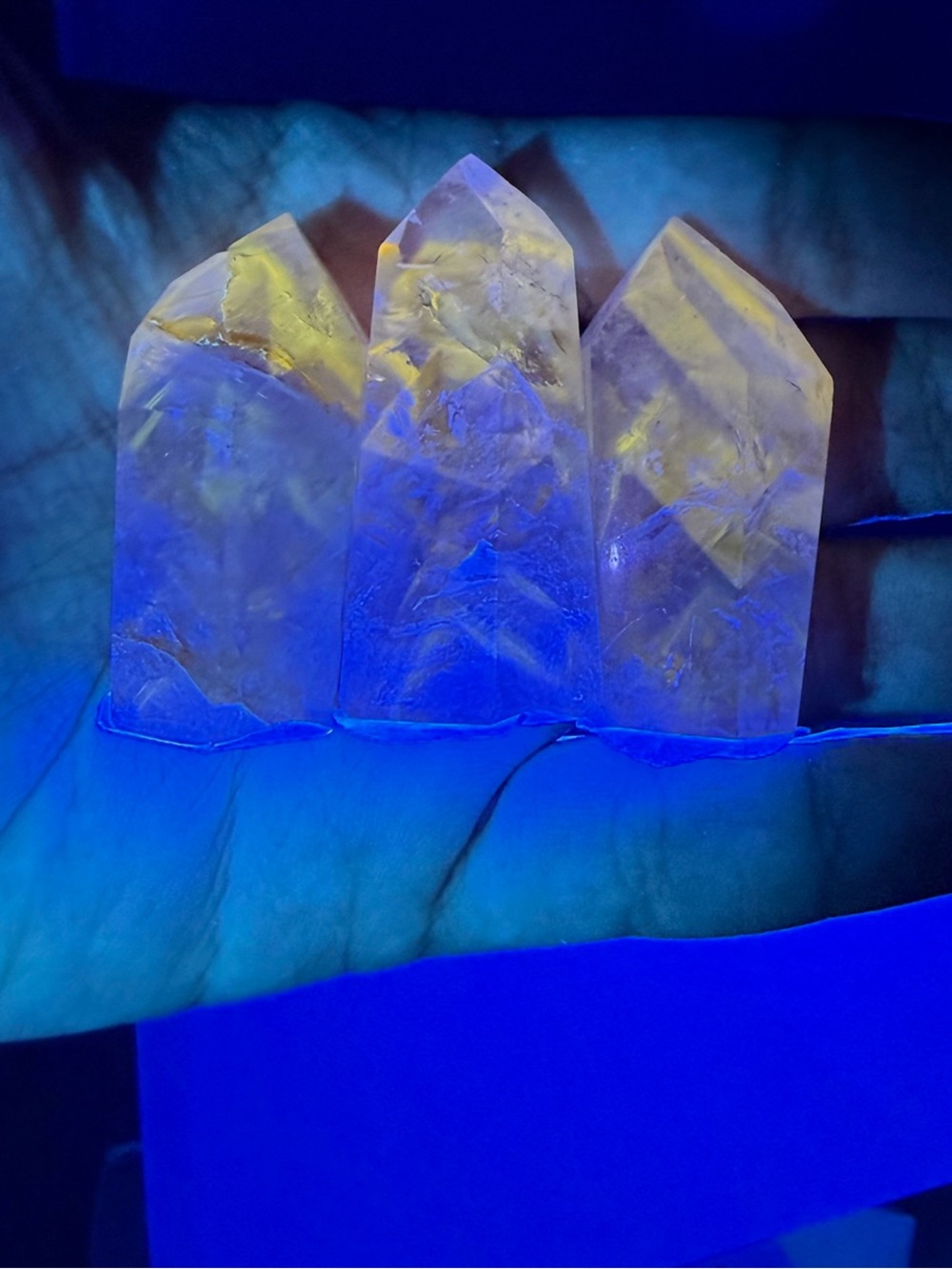 Rare Phantom Amethyst Point - UV Yellow